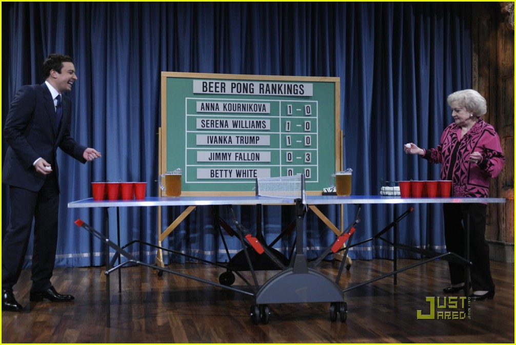 Betty White Loves Beer Pong! Photo 1982221 Betty White, Jimmy Fallon