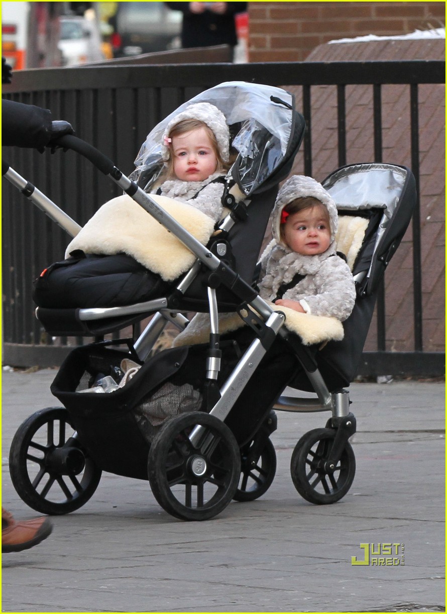 twins in stroller