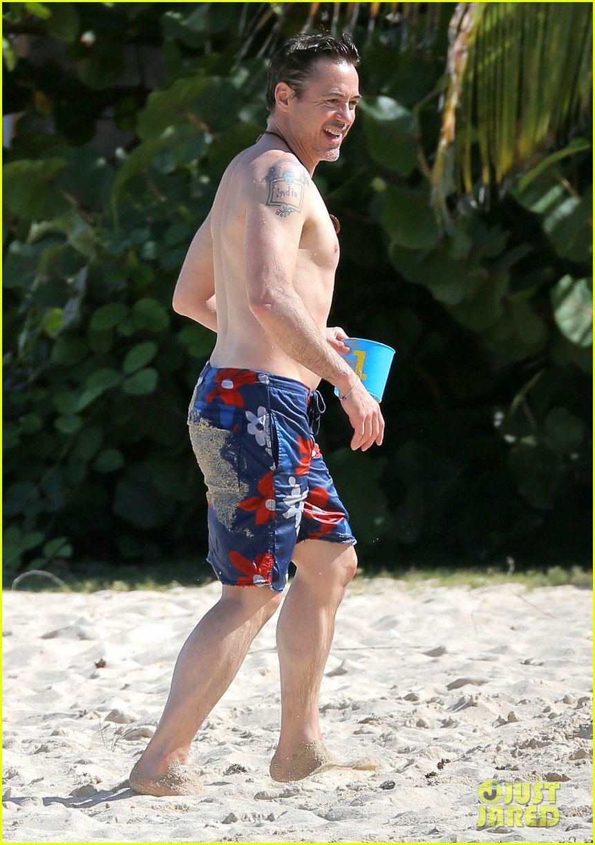 Robert Downey, Jr. Goes Shirtless, Plays with Exton in St Barts!: Photo