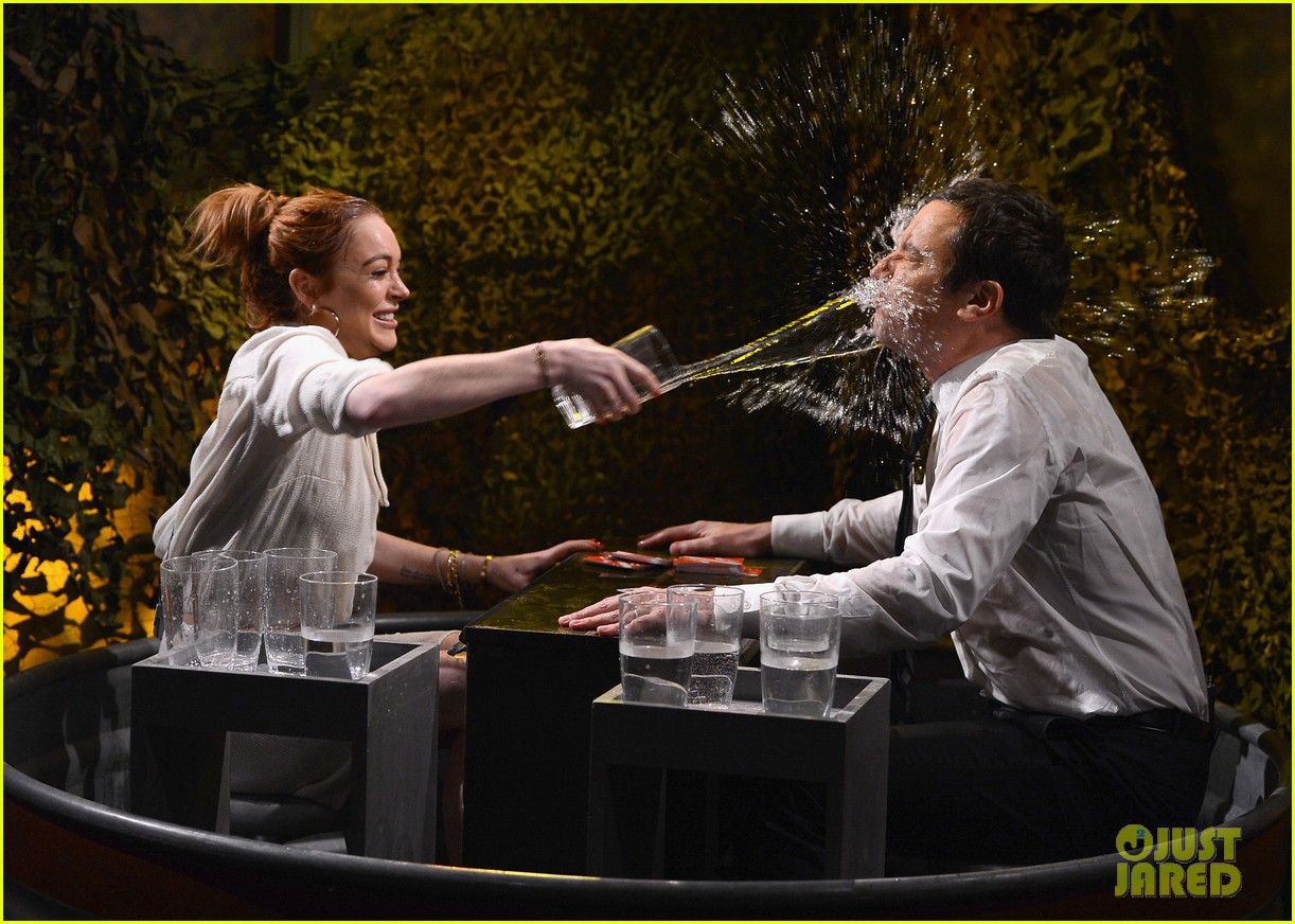 Lindsay Lohan Gets Water Thrown in Her Face by Jimmy Fallon! Photo