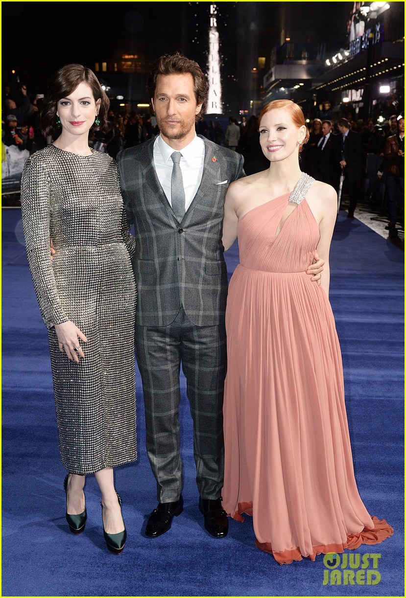 Anne Hathaway & Jessica Chastain Sandwich in Matthew McConaughey at