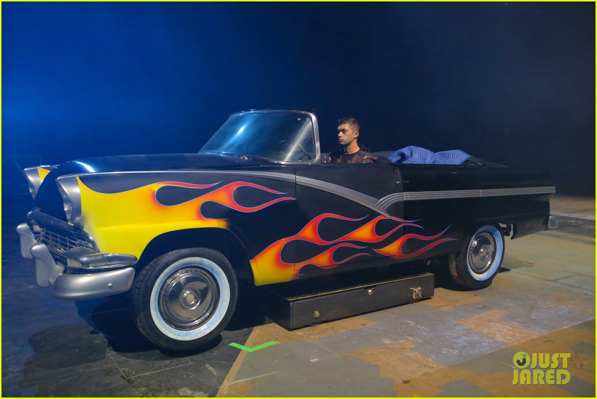 Aaron Tveit & Carlos PenaVega Get Ready To Race In 'Grease Live' BTS