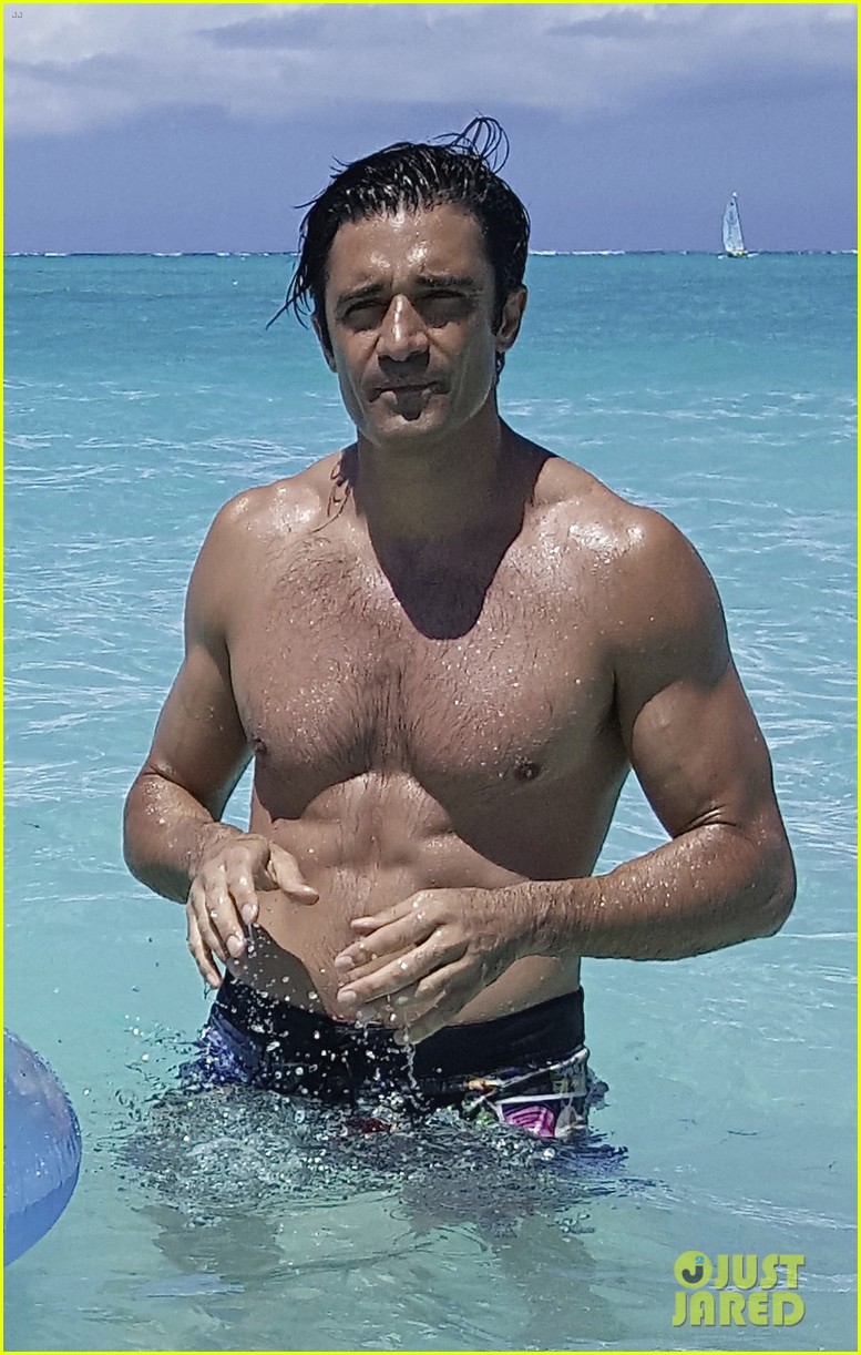 Shirtless Gilles Marini Hits the Beach with His Kids 