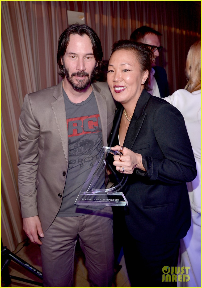 Keanu Reeves Honors His Stylist Jeanne Yang at Daily Front Row Awards