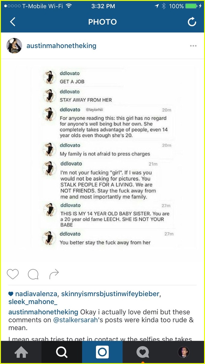 Demi Lovato Leaves Harsh Comments On Stalker Fan S Instagram While