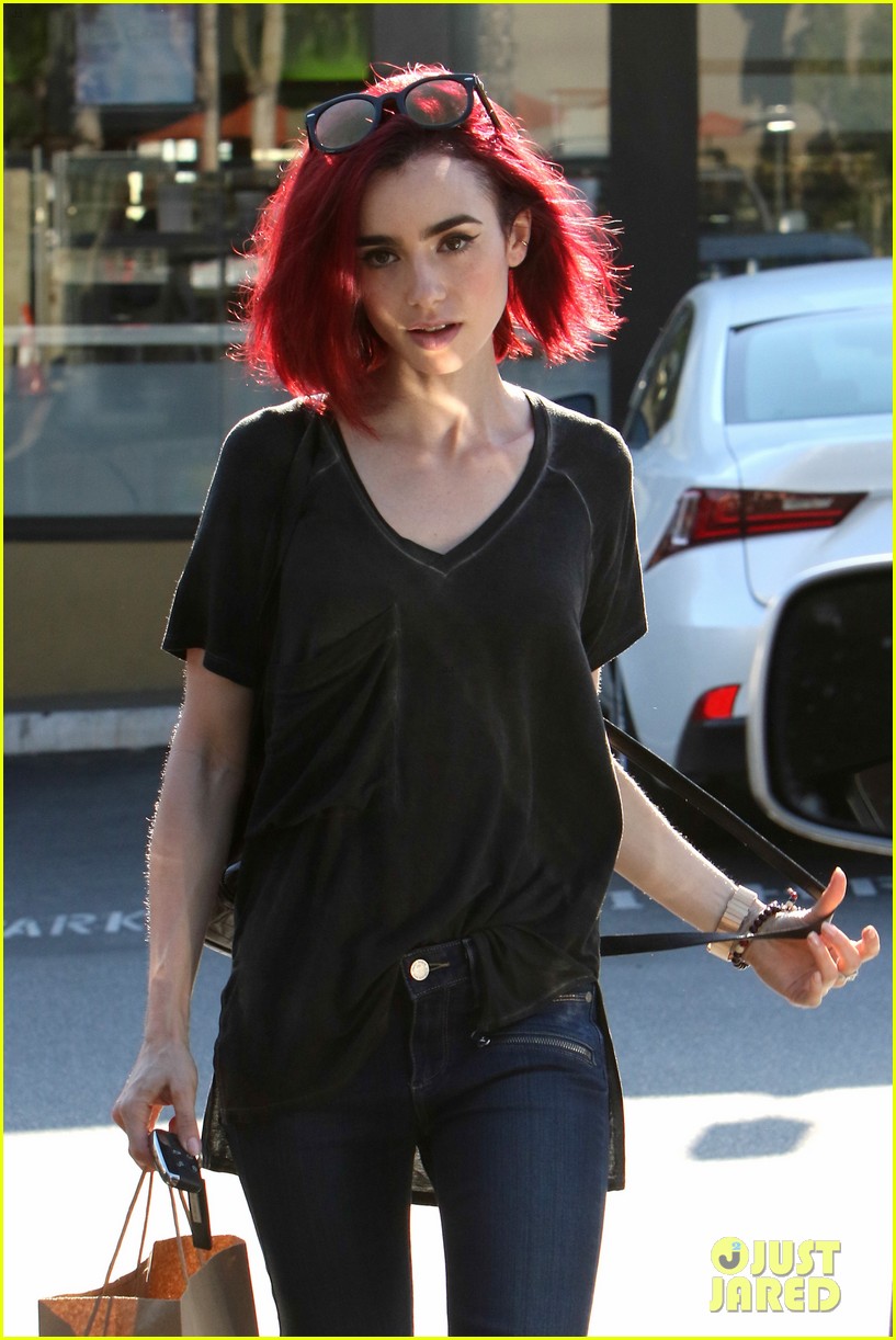 Lily Collins Debuts New Bright Red Hair Photo 3688199 Lily