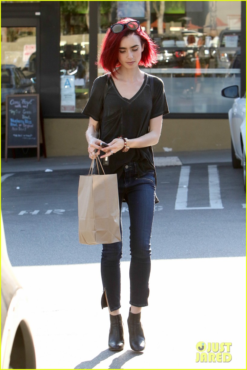 Lily Collins Debuts New Bright Red Hair Photo 3688209 Lily
