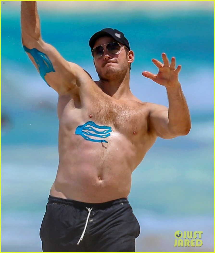 Chris Pratt Goes Shirtless in Hawaii, Wears Athletic Tape 