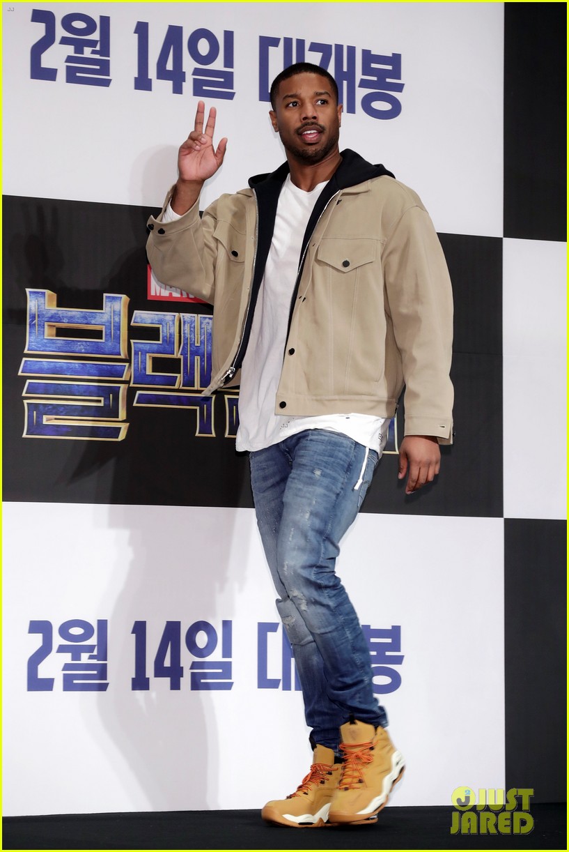 michael b jordan denim jacket in black panther