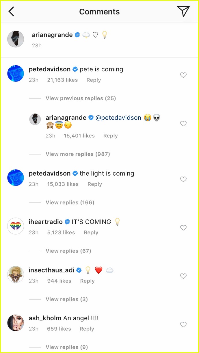 See All Of Ariana Grande Pete Davidson S Cute Comments On Each Other S Instagrams Photo 4098161 Ariana Grande Pete Davidson Pictures Just Jared