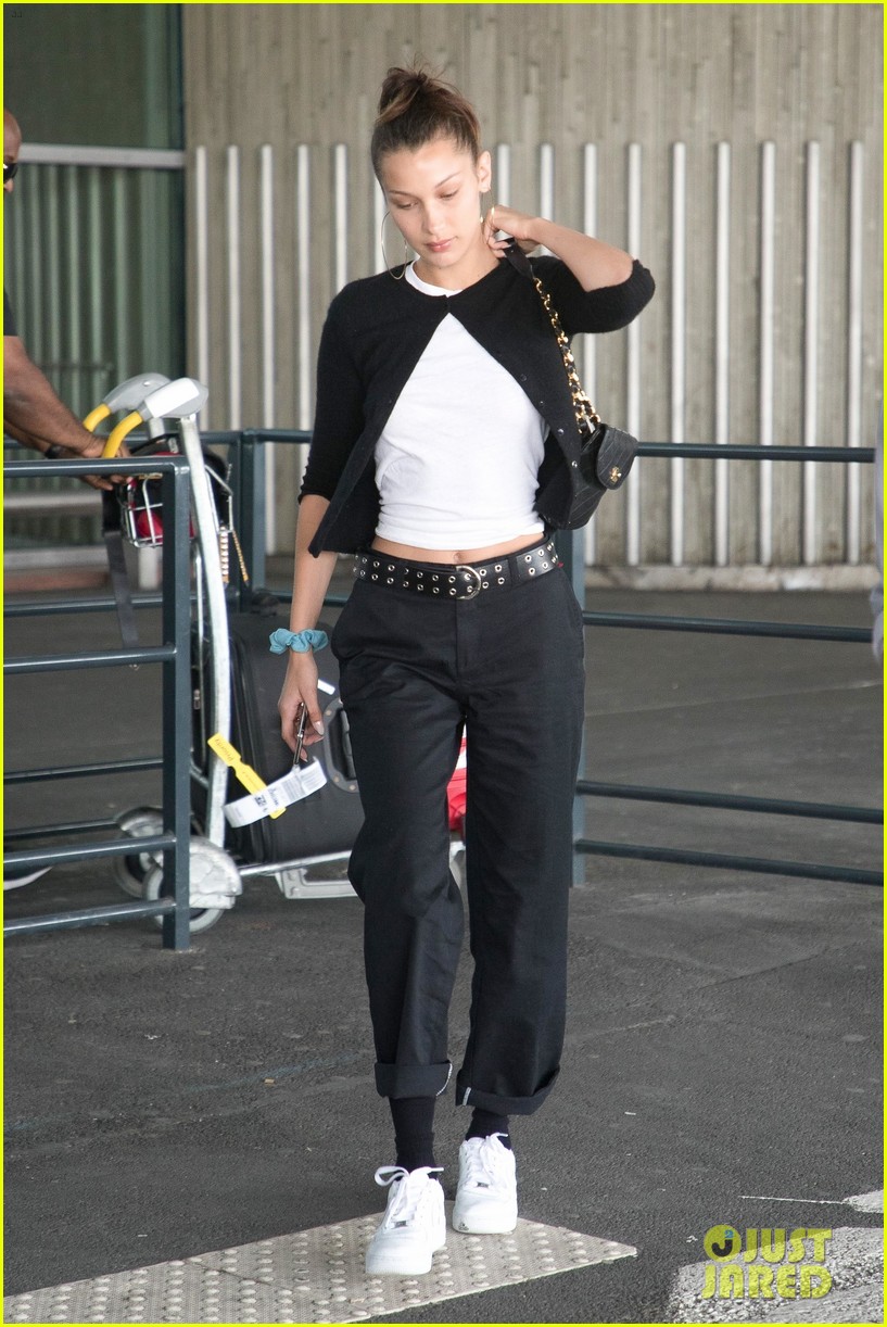 bella hadid black jeans