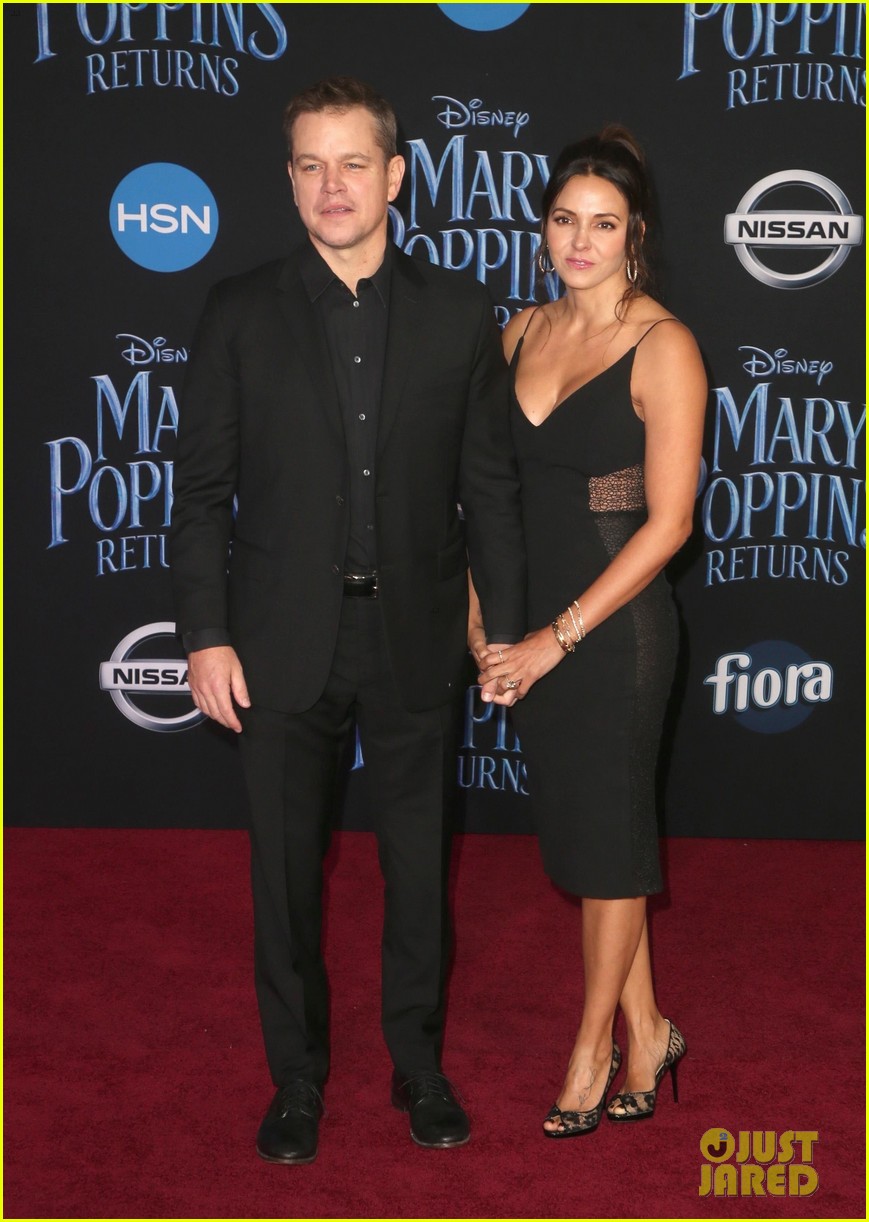 Matt Damon & Wife Luciana Support Friend Emily Blunt at 'Mary Poppins