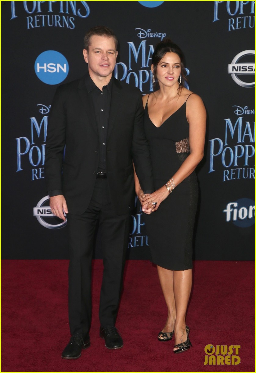 Matt Damon & Wife Luciana Support Friend Emily Blunt at 'Mary Poppins