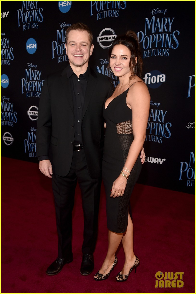 Matt Damon & Wife Luciana Support Friend Emily Blunt at 'Mary Poppins