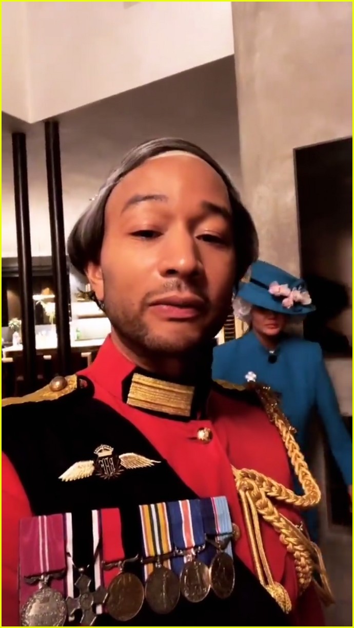 Chrissy Teigen & John Legend Dress as Queen Elizabeth & Prince Philip