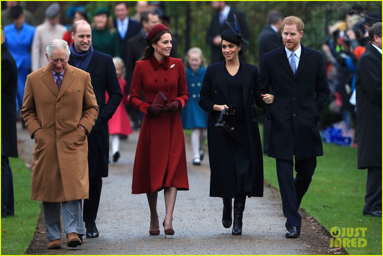 Meghan Markle & Prince Harry Walk to Christmas Service with William