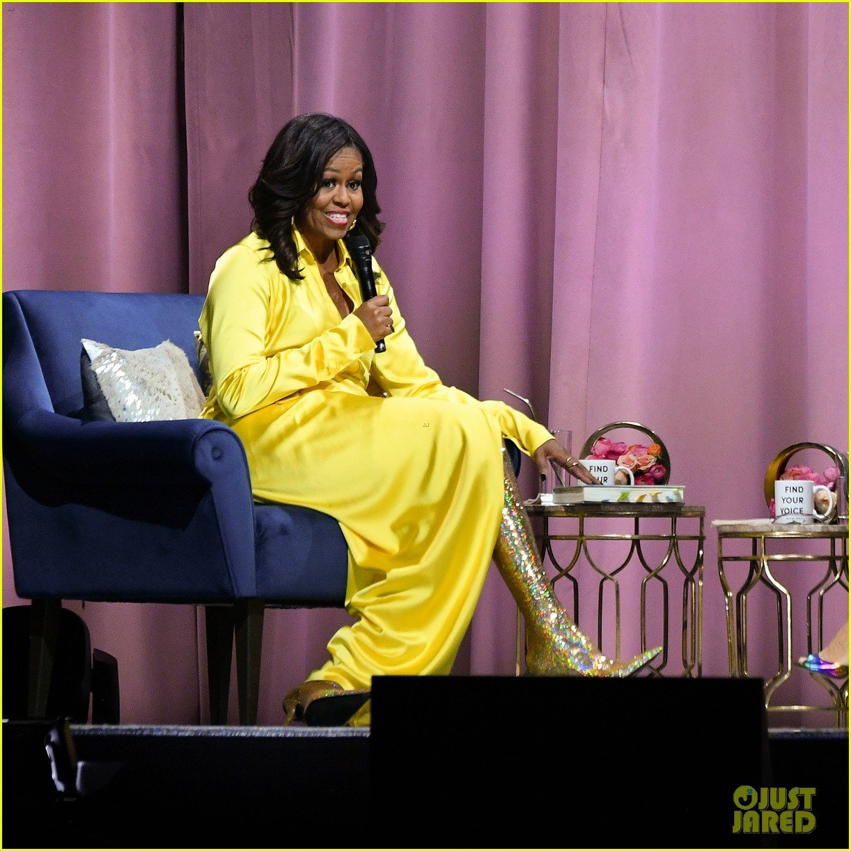 michelle obama sequin thigh high boots