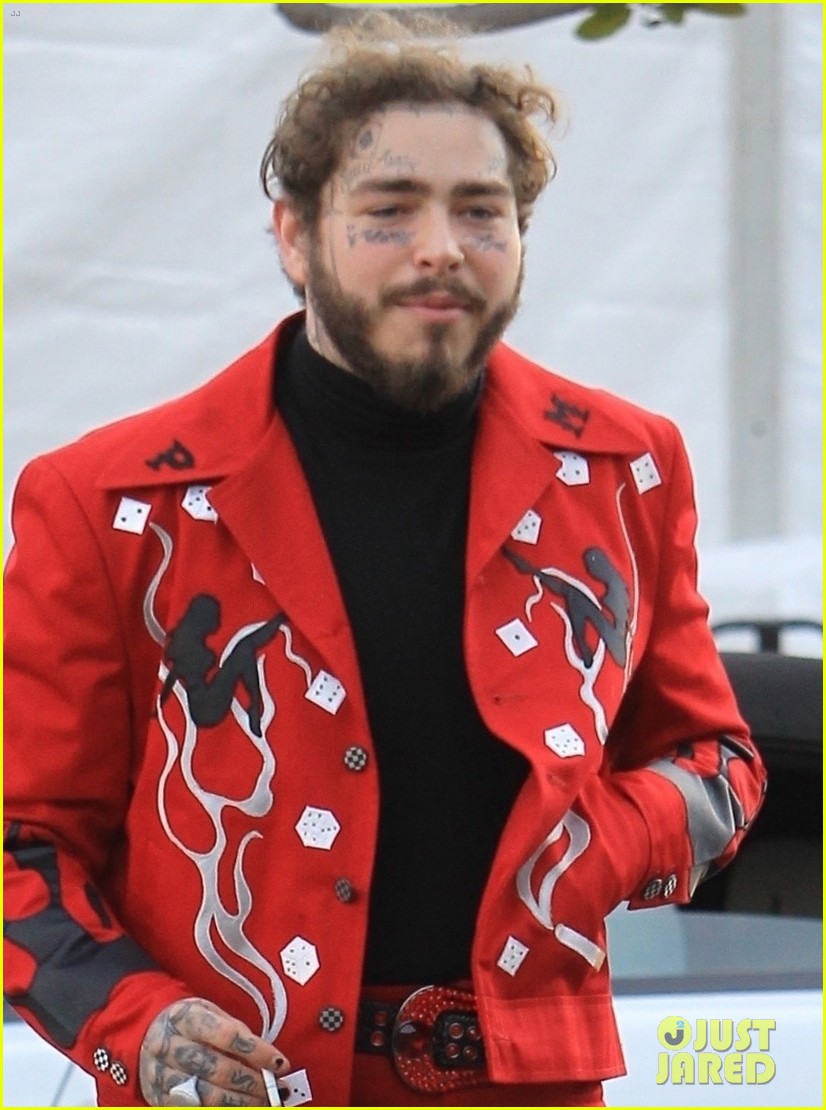 Post Malone Rocks Bright, Red Suit During Afternoon Outing! Photo
