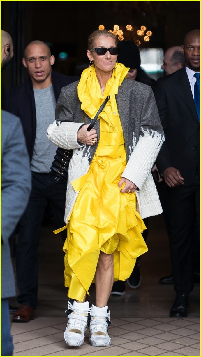 Celine Dion Looks Stylish in Yellow While Heading Out in Paris: Photo