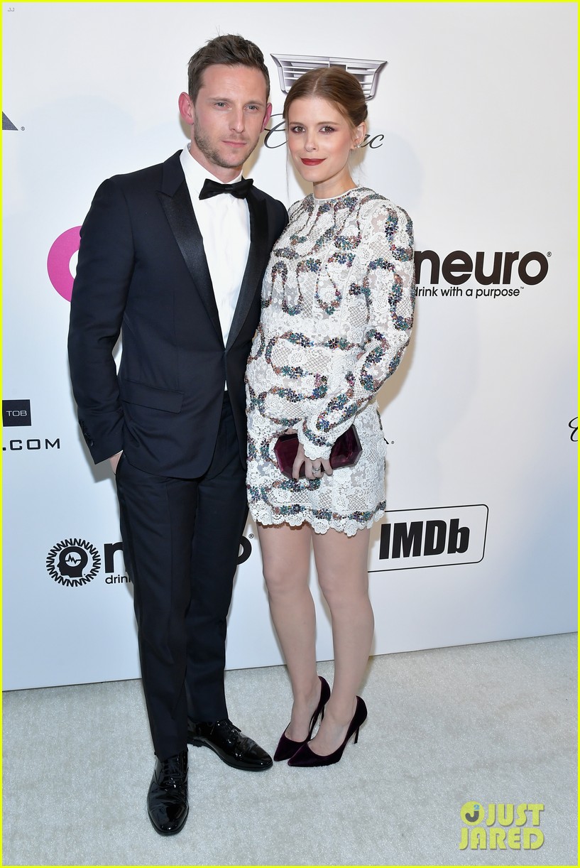 Pregnant Kate Mara & Jamie Bell Attend Elton John's Oscars Viewing