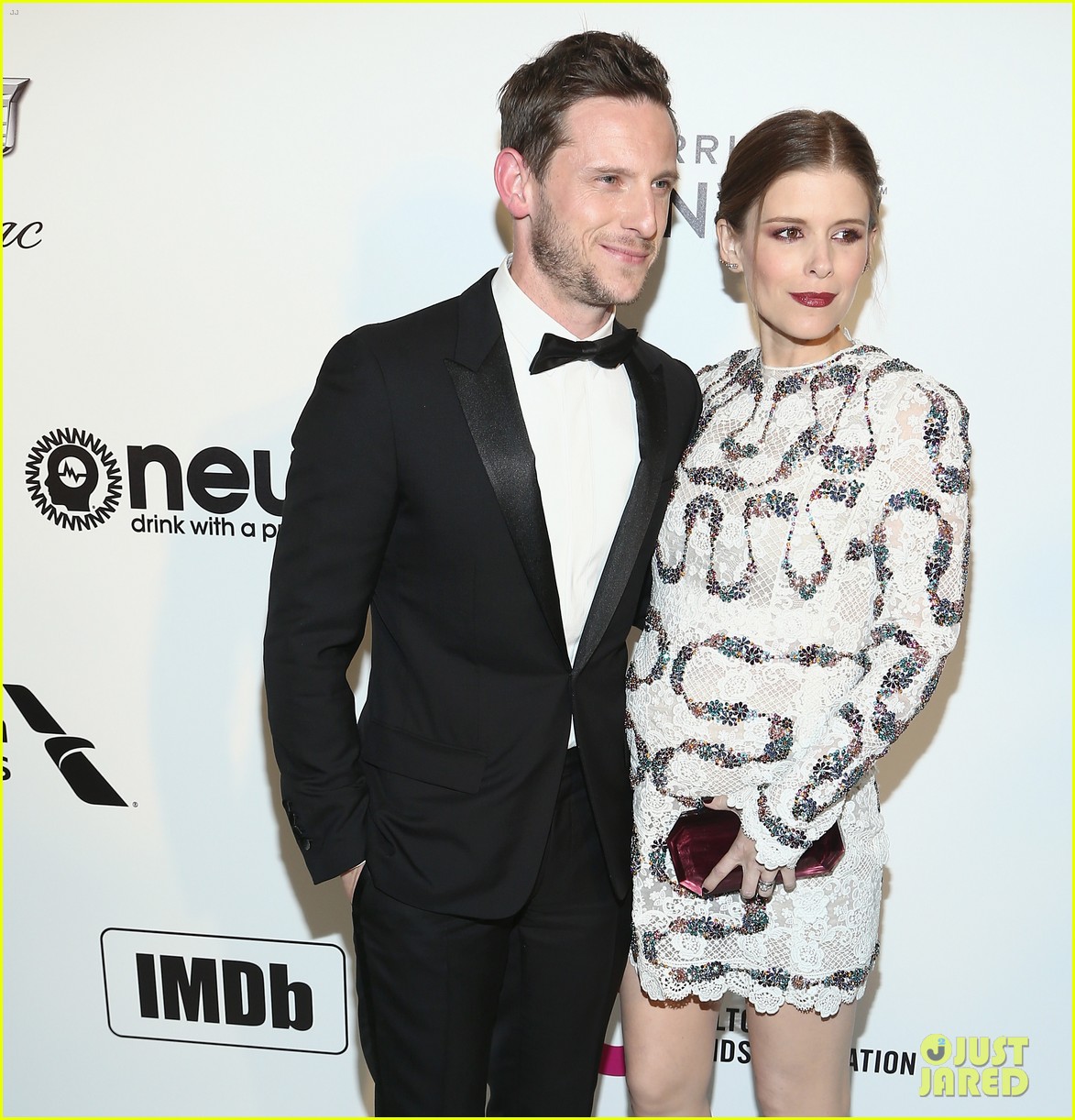 Pregnant Kate Mara & Jamie Bell Attend Elton John's Oscars Viewing