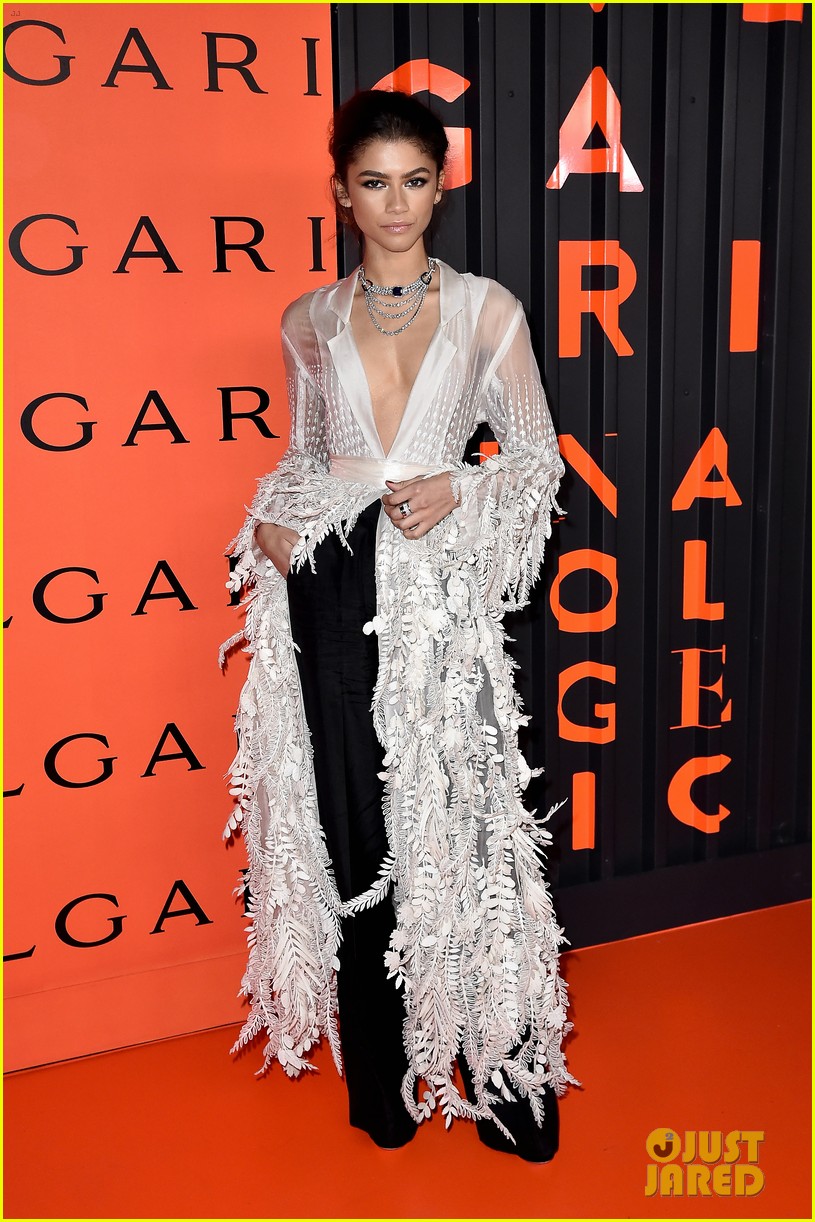 Zendaya Stuns in Plunging Leaf-Inspired Gown at Bulgari Event: Photo