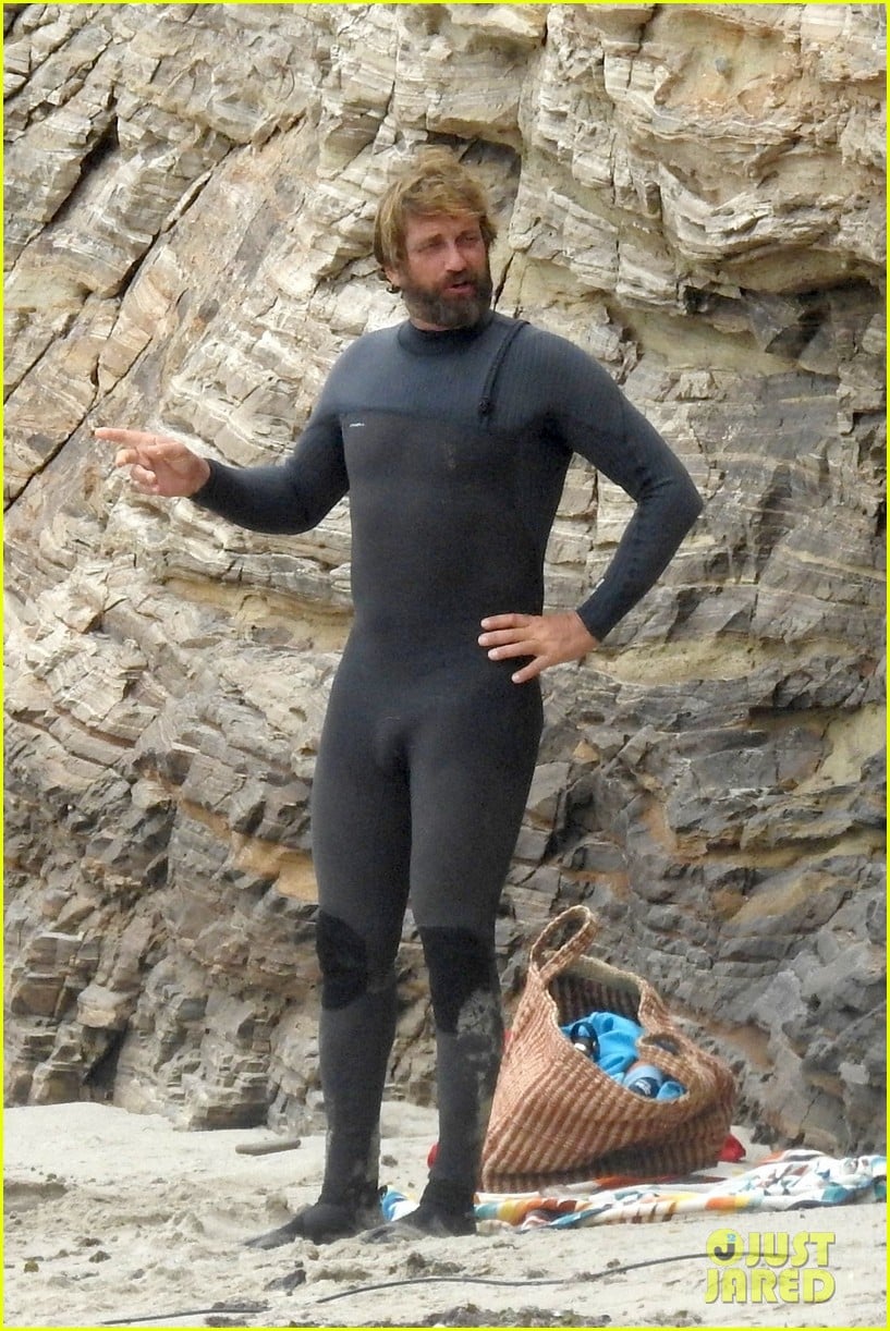 Gerard Butler Puts On His Skintight Wetsuit for a Day of