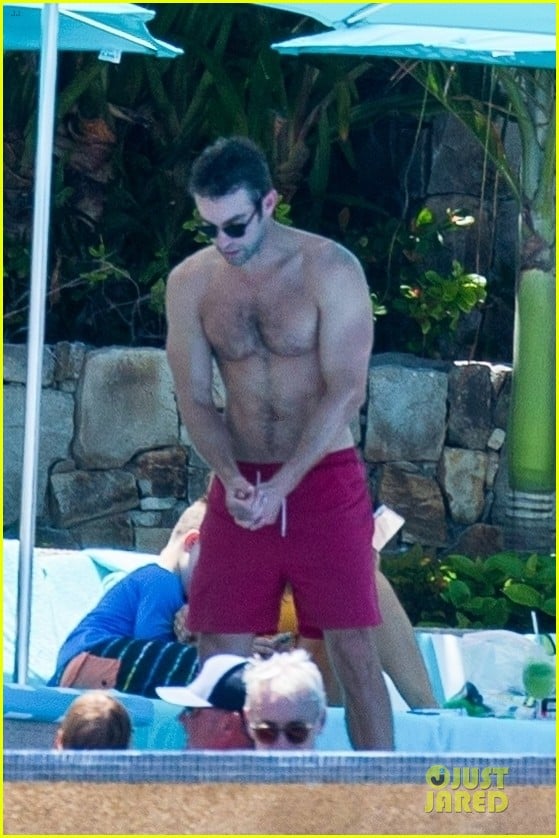 Chace Crawford Goes Shirtless, Practices His Golf Swing by the Pool in