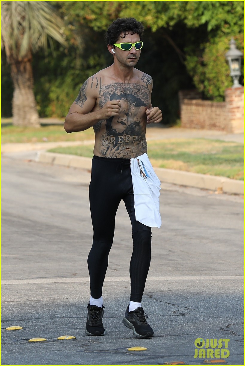Shia LaBeouf Goes for a Shirtless Jog, Puts All His 