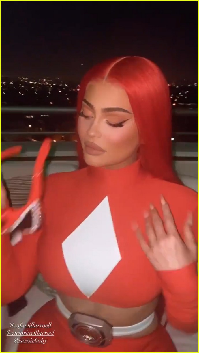Kylie Jenner Dresses as Red Power Ranger with Her Friends for Halloween