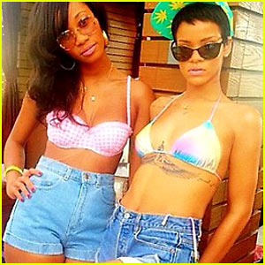 Rihanna Tattoos on Rihanna Shows Off New Chest Tattoo In A Bikini    Bikini  Melissa