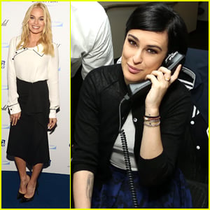Margot Robbie & Rumer Willis Answer Phones During Cantor Fitzgerald's Charity Day