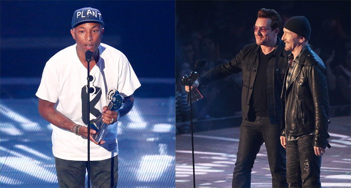 Pharrell Williams Presents Innovator Award to U2 at iHeartRadio Music Awards 2016