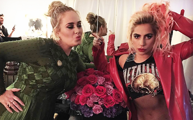 Adele & Lady Gaga Snap Fun Photo Backstage at Grammys 2017