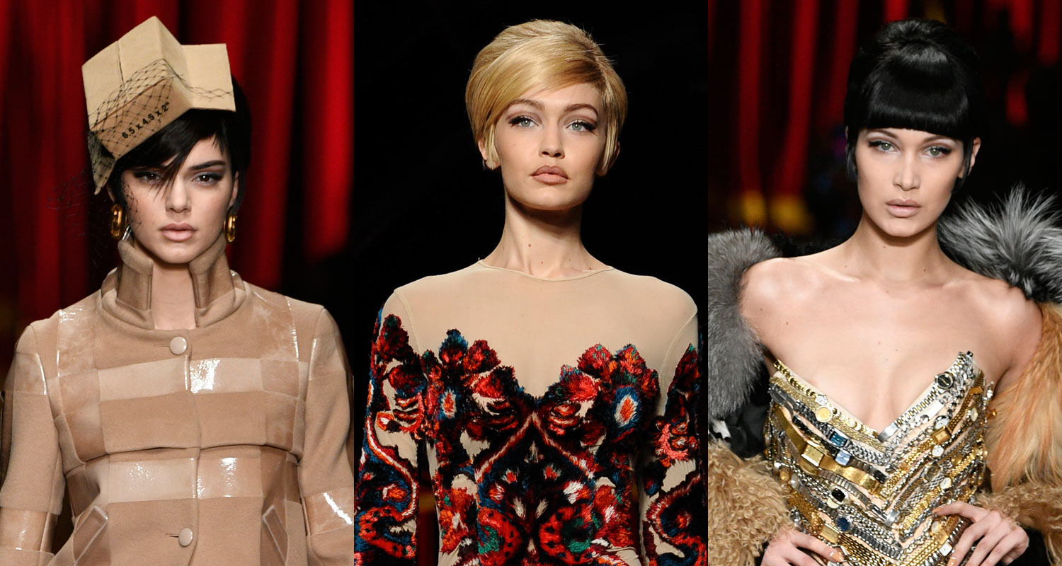 Kendall Jenner Channels Old-School Glamour Alongside Hadid Sisters in Moschino Show