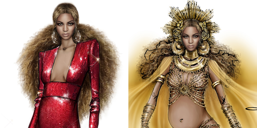Here Are Peter Dundas' Sketches of Beyonce's Grammys 2017 Outfits!
