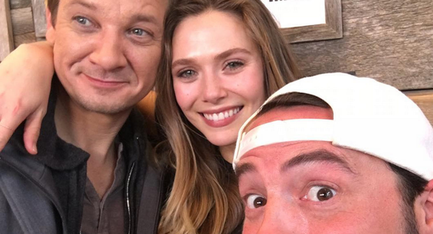 Elizabeth Olsen & Jeremy Renner Snap Selfie With Kevin Smith: 'Avengers Assemble!' - Just Jared