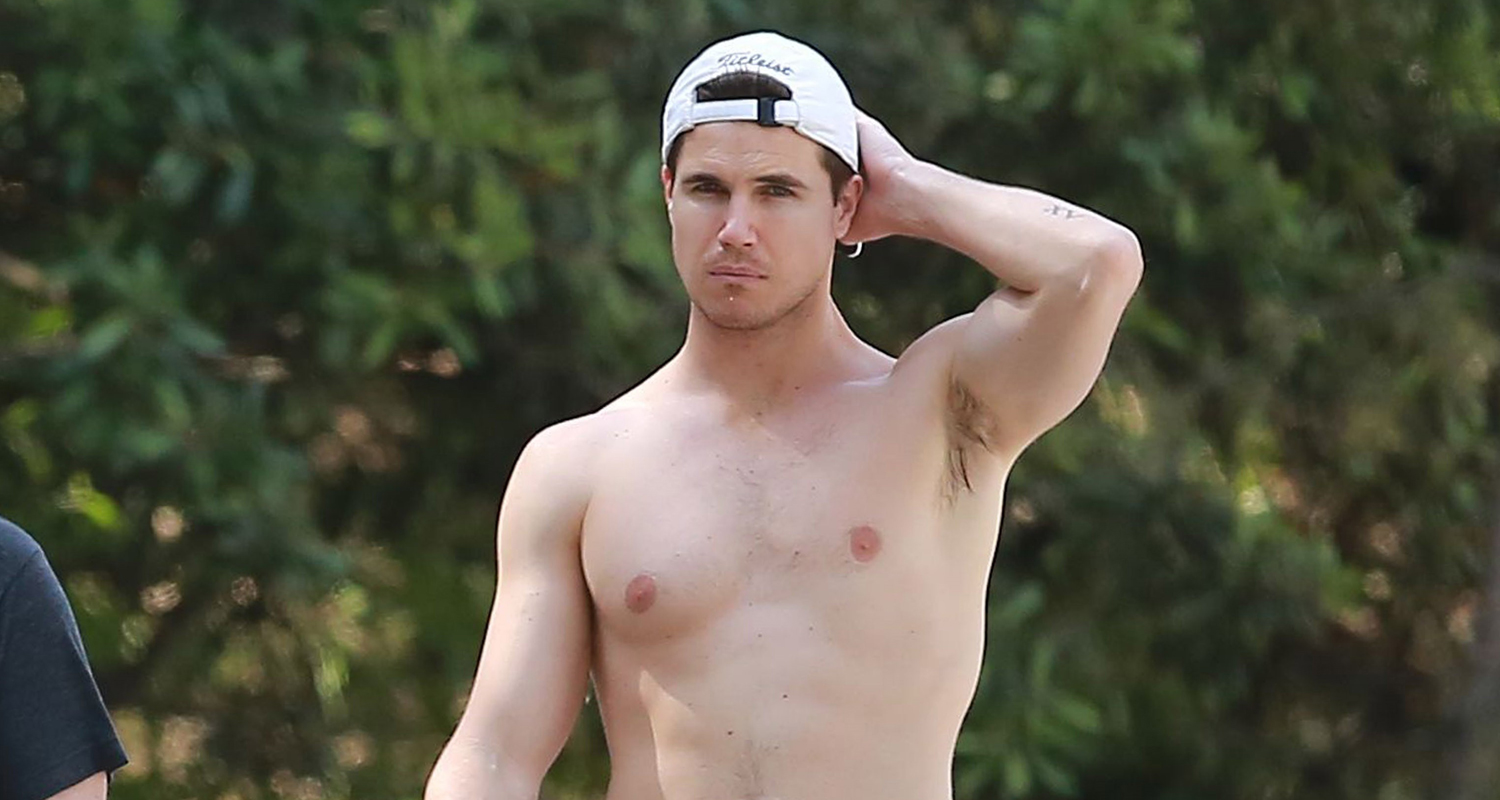 Robbie Amell Goes Shirtless For Afternoon Hike.