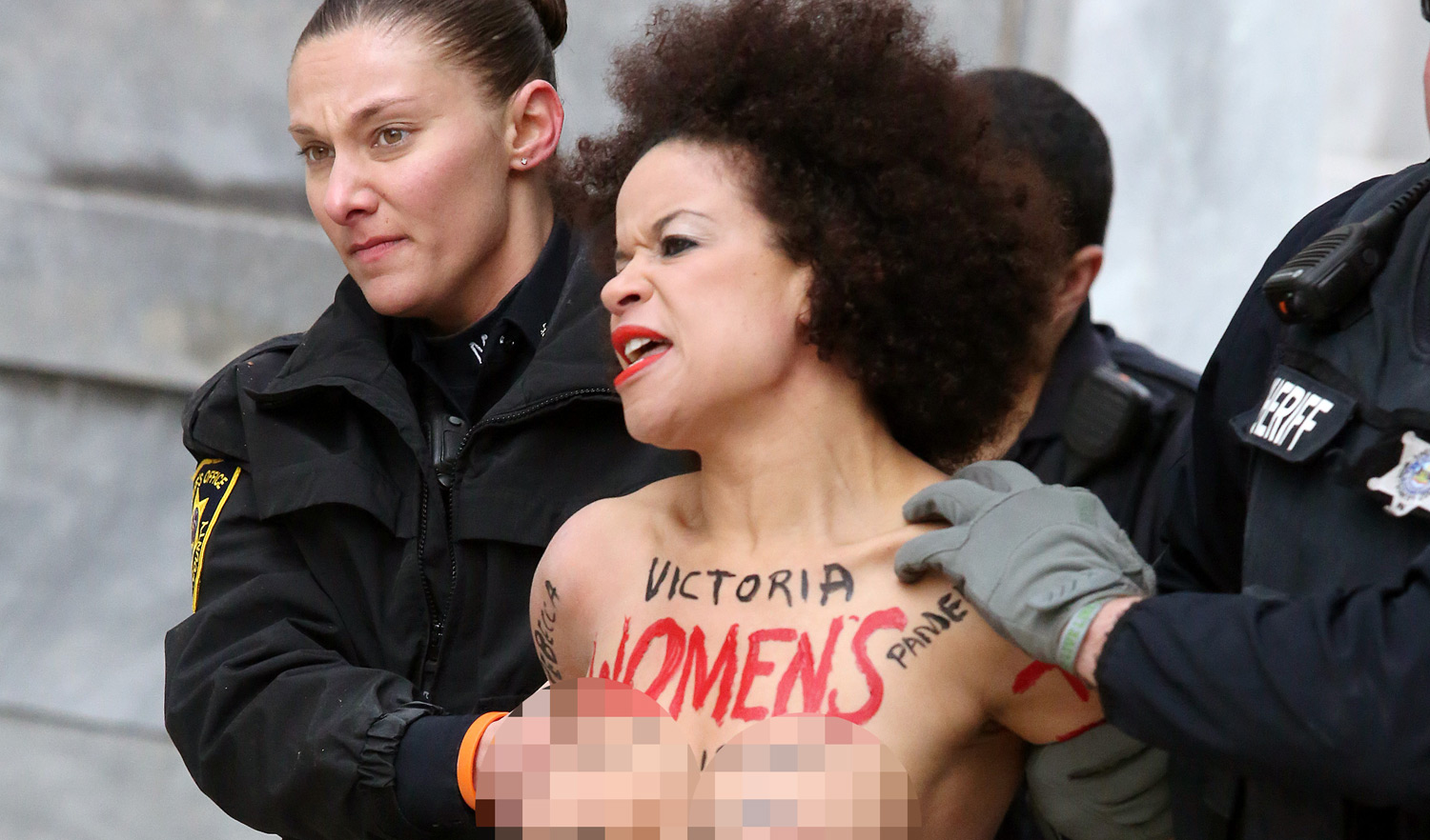 Former Cosby Show Actress Arrested After Topless Protest 