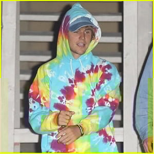 Justin Bieber Rocks a Tie-Dye Hoodie at Church!