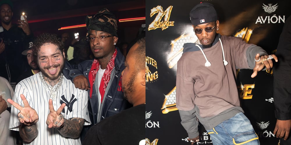 Post Malone Offset More Celebrate 21 Savage S Birthday With Tequila Avion 21 Savage Naturi Naughton Offset Post Malone Sincerely Ward Just Jared