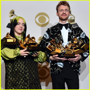 Billie Eilish & Brother Finneas Pose with Their Collective 10 Grammys After the Awards Show!