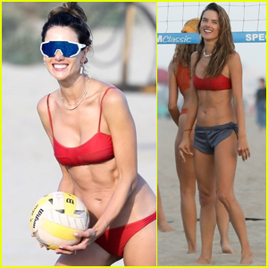 Alessandra Ambrosio Enjoys a Game of Beach Volleyball with Friends!