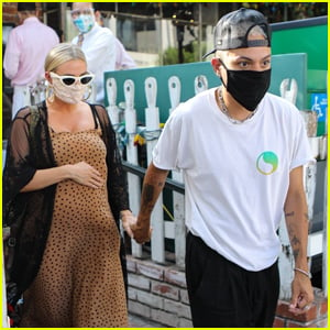 Pregnant Ashlee Simpson & Evan Ross Dine with Friends in Beverly Hills