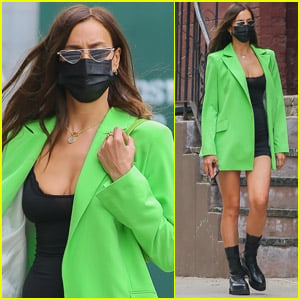 Irina Shayk Rocks Bright Green Jacket While Out in NYC