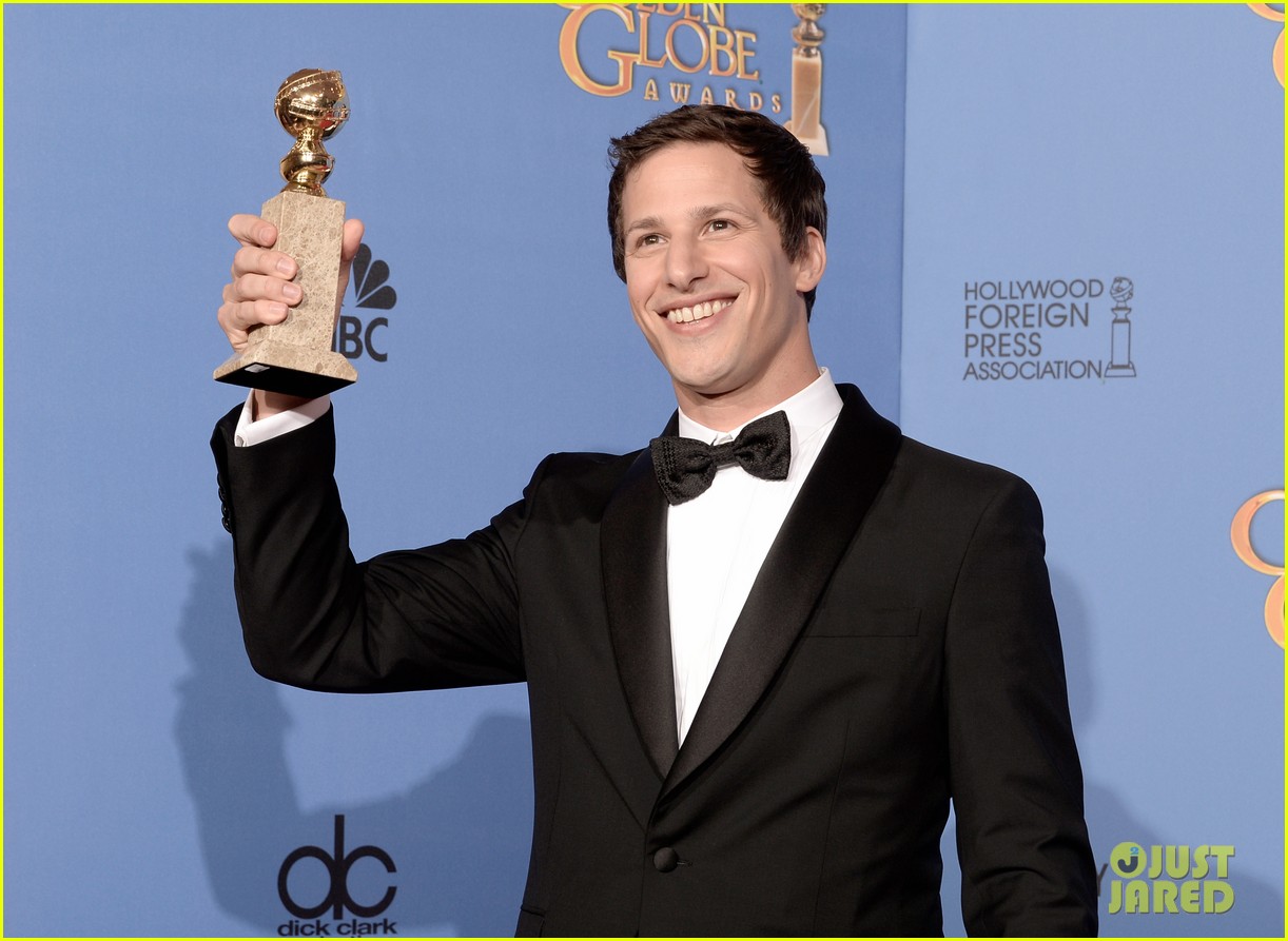 Andy Samberg with his first Golden Globe Award win